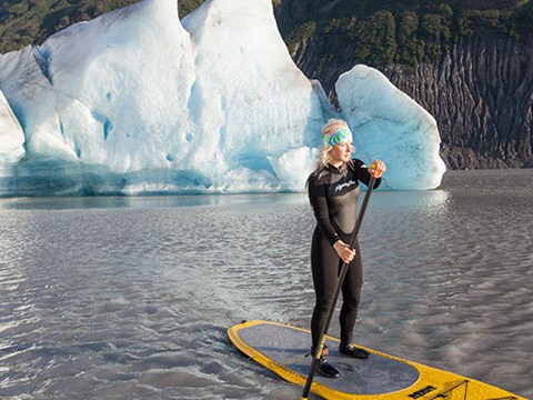 woman on stand up paddleboard