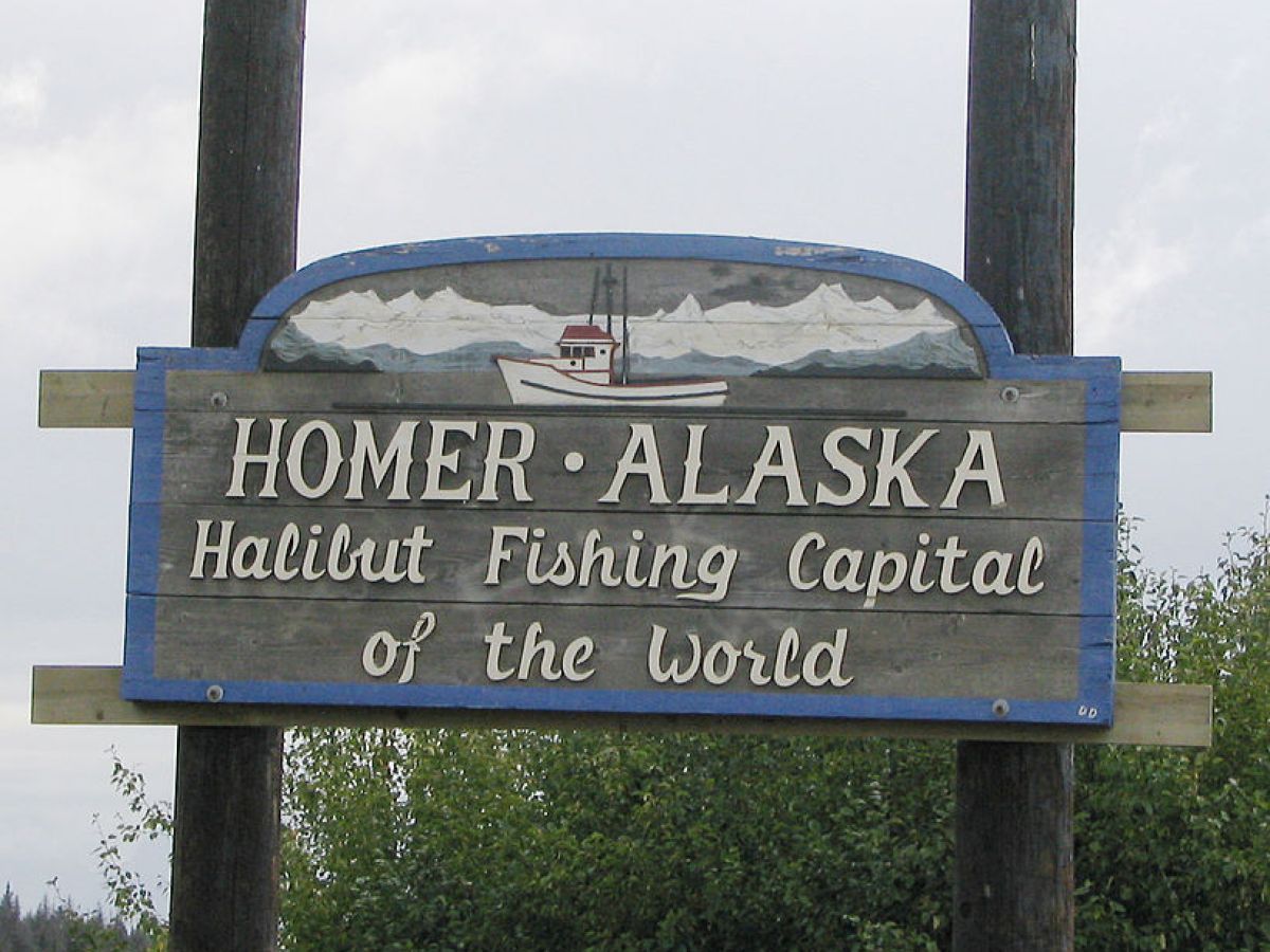 Homer Alaska Halibut Fishing Capital of the World sign